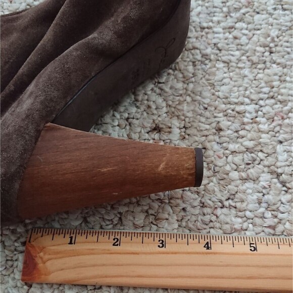 Joie brown knee high leather pull on boots wood block heel size 36.5 - Picture 13 of 13